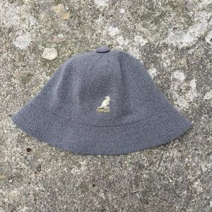 Gray Knit Kangol Vintage 90s Bucket hat with embroidered Logo